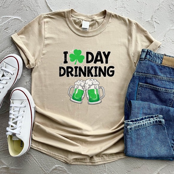 I Love Day Drinking Shirt, Lucky Shirt, St Patrick's Day Shirt, Beer Shirt - Picture 1 of 2